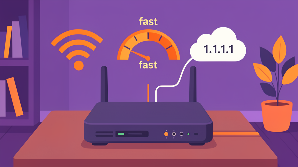 A router with a speed gauge and DNS settings - three performance tweaks that make a difference